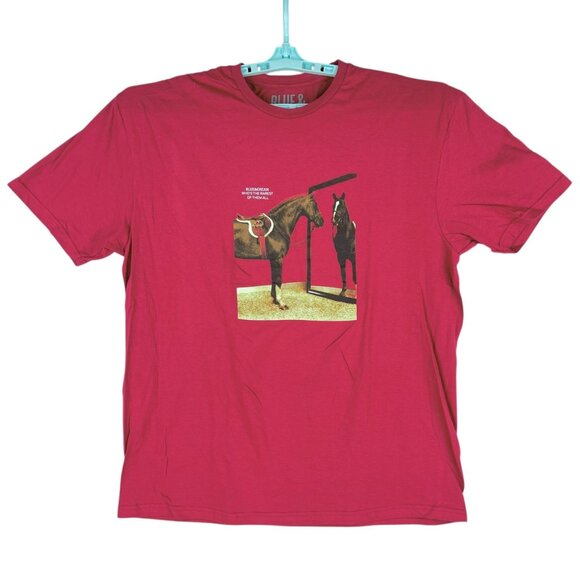 Blue & Cream Men's Wellington Tee Wine Size XL Soft Cotton Horse Graphic - Picture 1 of 9